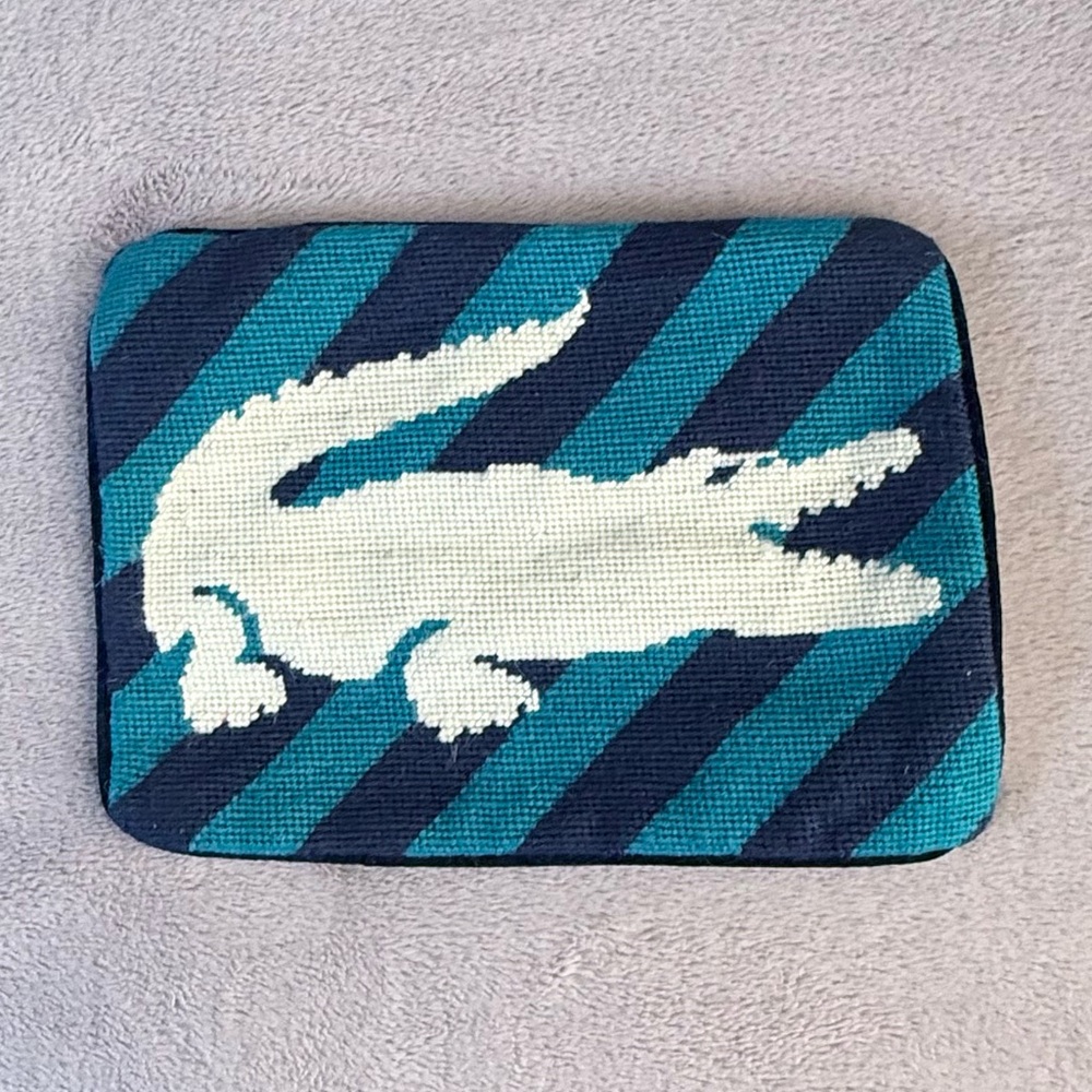 LACOSTE Authentic Jonathan Adler Collection Blue Zippered Pouch